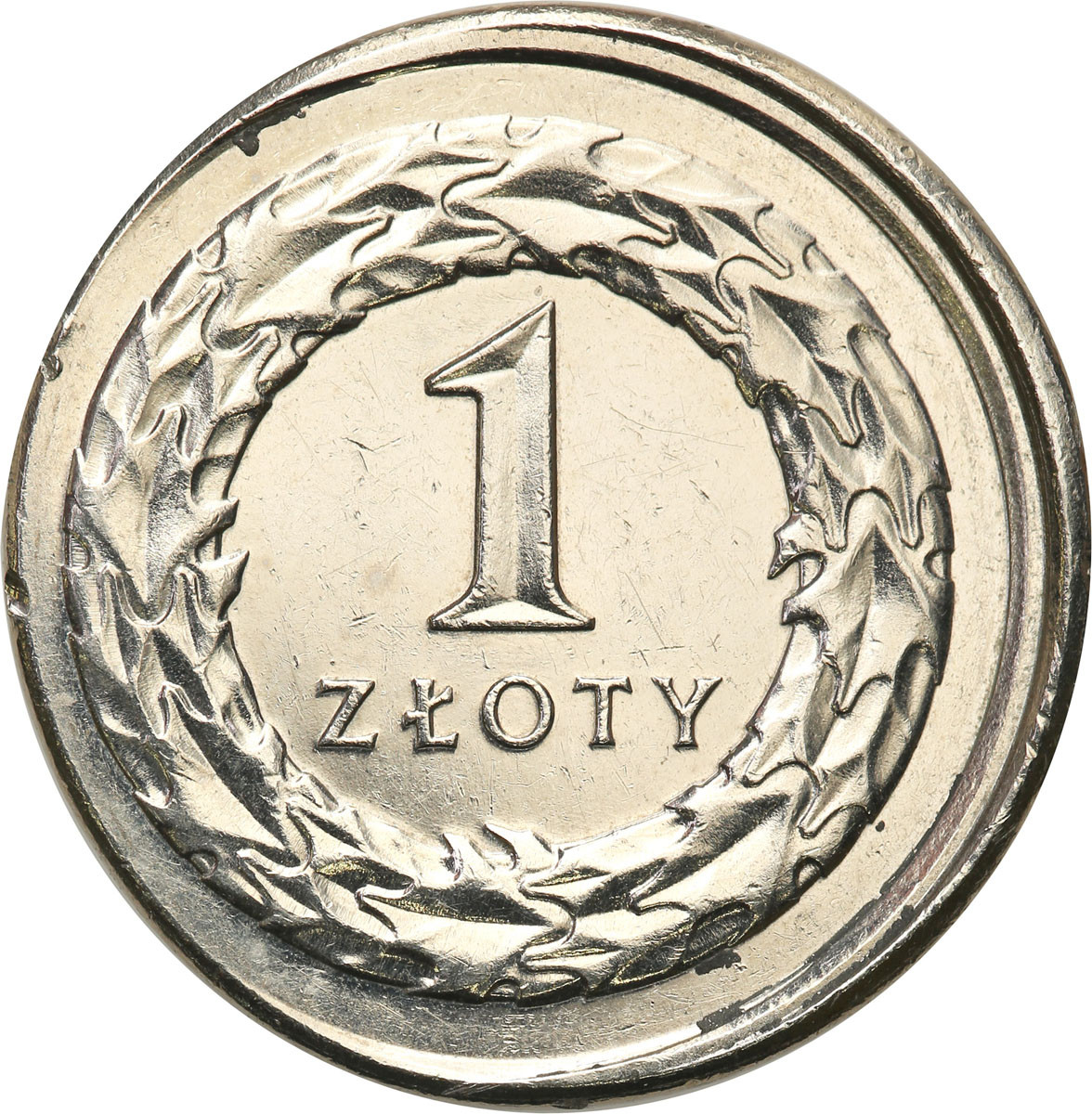 III RP. 1 złoty 2017 przesunięty stempel - DESTRUKT